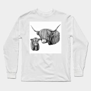 Highland Cow and Calf Long Sleeve T-Shirt